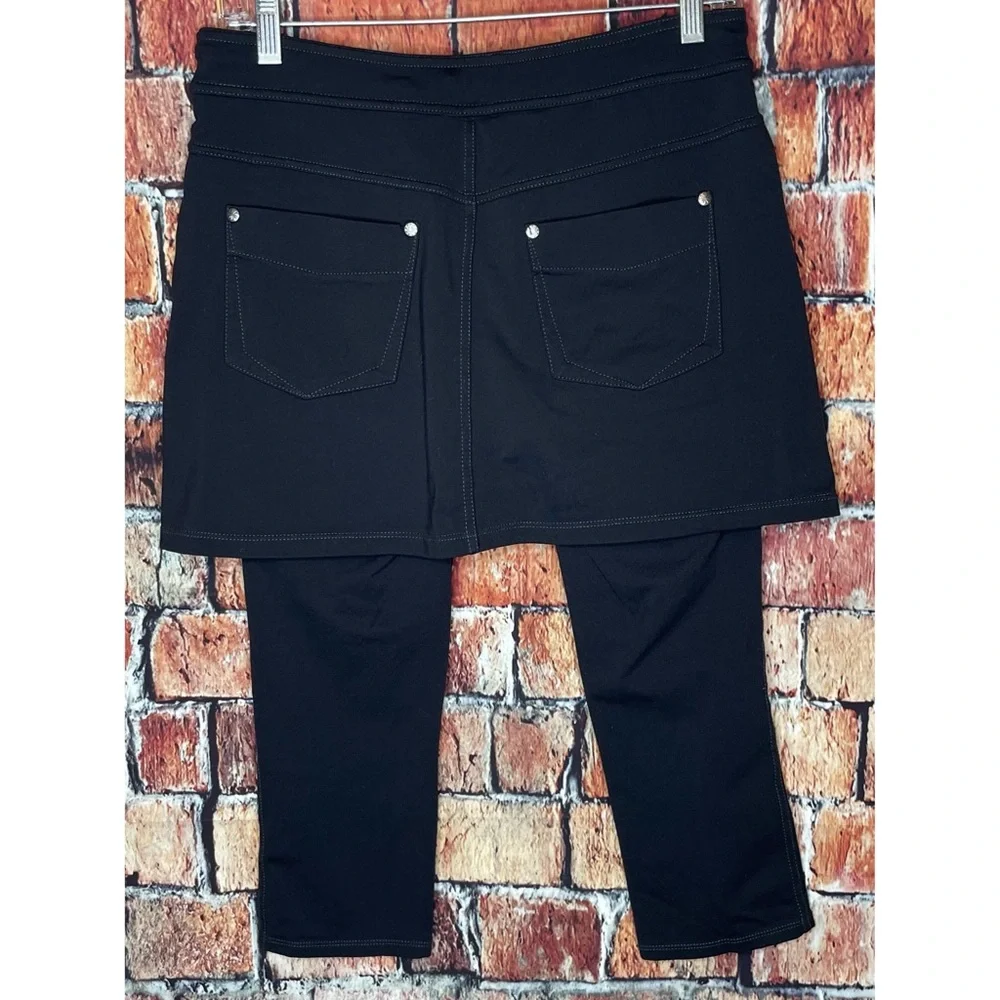 Athleta Bettona 2 In 1 Small Skirt Capri Crop Black Leggings Cargo Pockets - Picture 2 of 3